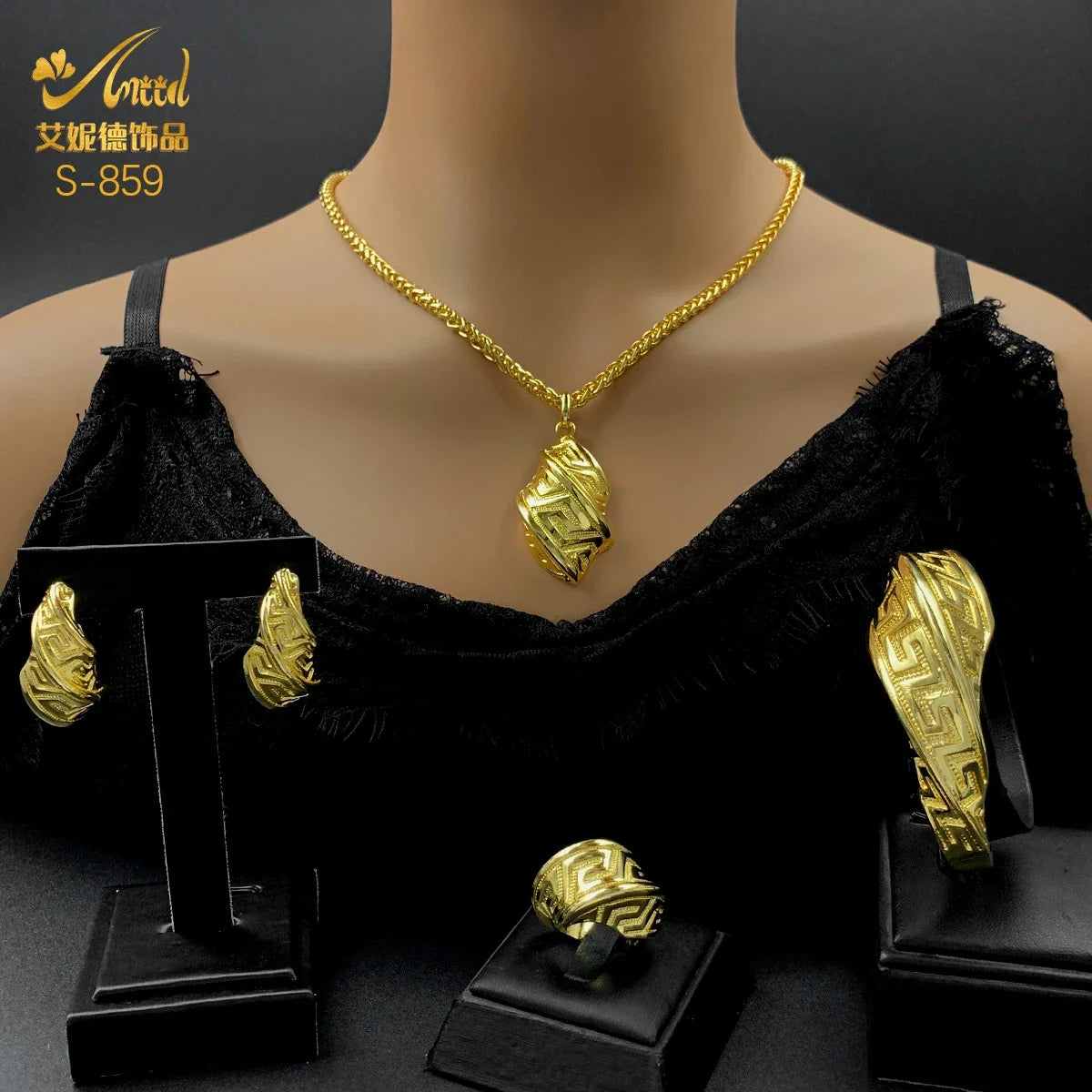Luxury Nigerian Jewelry Set Wedding For Women Dubai 24K Gold Color Jewelery African Charm Designer Earrings Bridal Necklace