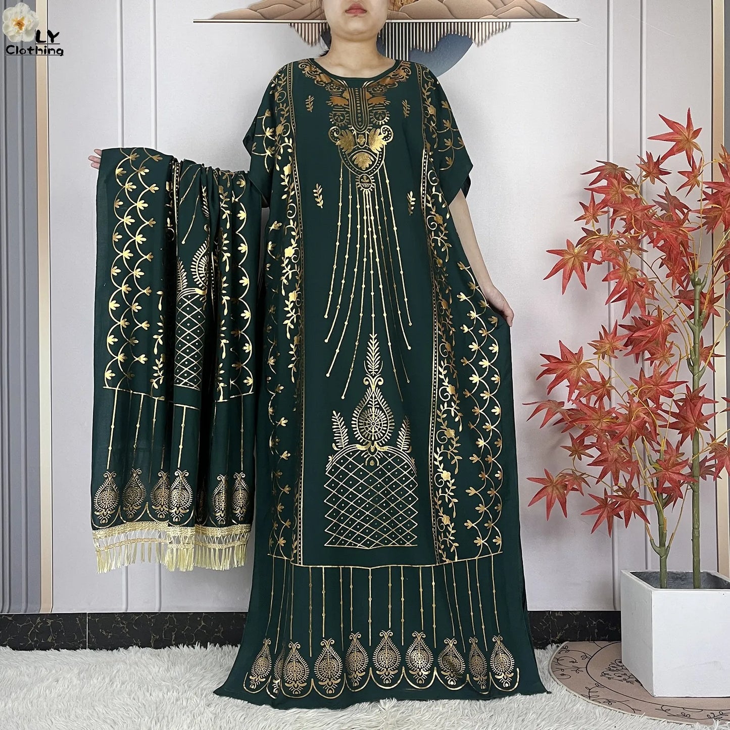 New Summer Abaya For Women Casual Short Sleeve Soft Cotton Dress Dubai Kaftan Loose Lady Maxi Islam African Dress With Big Scarf