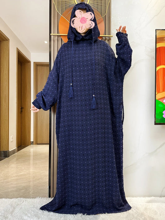 Latest Ramadan Soft Cotton Prayer Abaya Double Hats Dubai Turkey Islam Prayer Clothes Fabric Dresses Islam Women Dress Kaftan