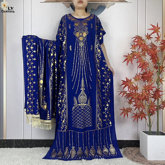 New Summer Abaya For Women Casual Short Sleeve Soft Cotton Dress Dubai Kaftan Loose Lady Maxi Islam African Dress With Big Scarf