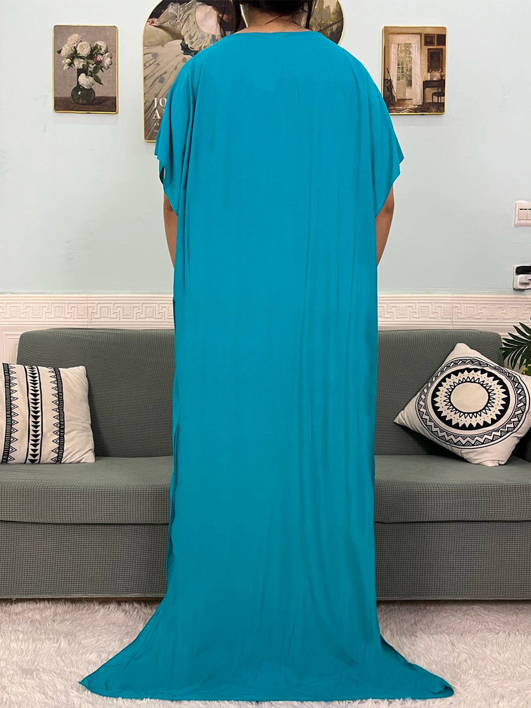 Muslim Traditional Appliques Abayas For Women Solid Color Maxi Femme Robe African Jalabiyat Ramadan Islam Dresses With Headscarf