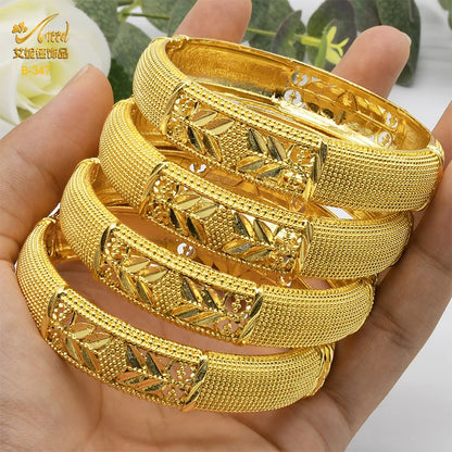 Dubai Bangles For Women Middle East Gold Color Bangle Ethiopian Saudi Arab Bracelet Wedding Bride Jewelery African Birthday Gift