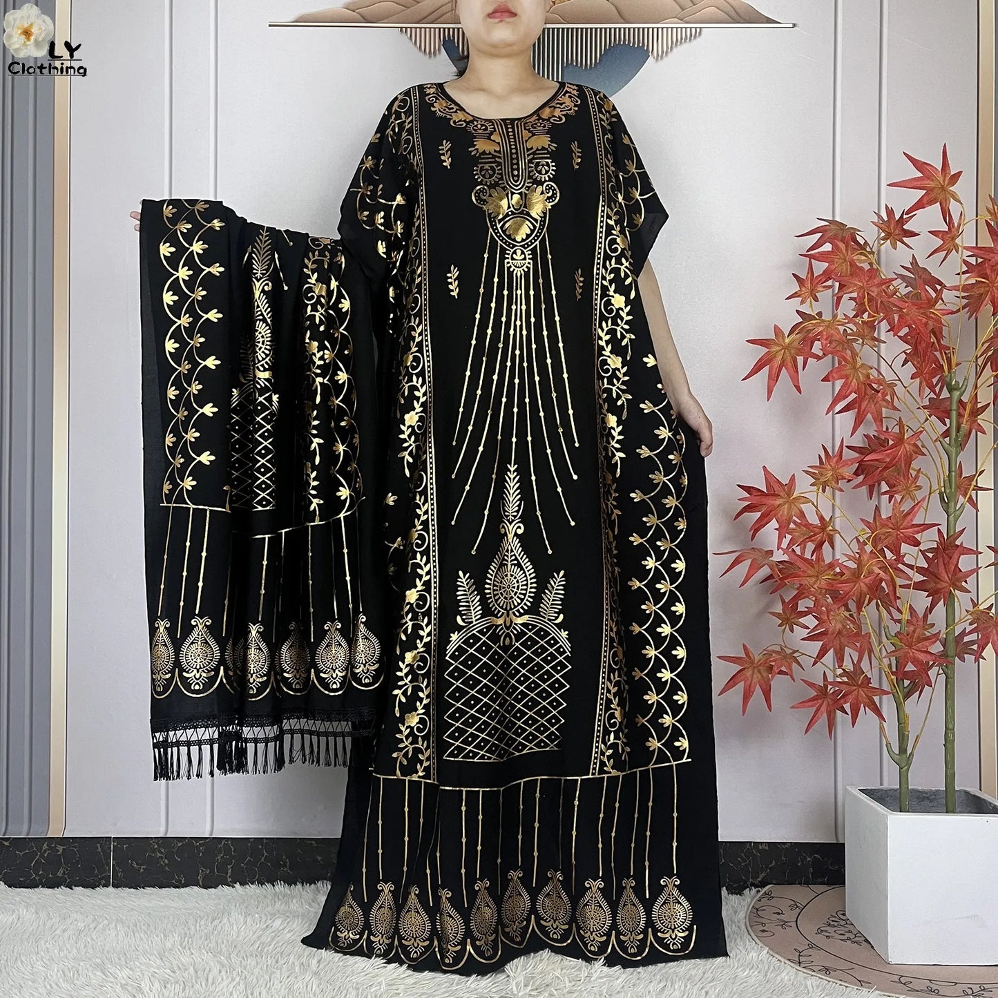 New Summer Abaya For Women Casual Short Sleeve Soft Cotton Dress Dubai Kaftan Loose Lady Maxi Islam African Dress With Big Scarf
