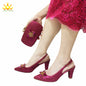2024 New Arrivals Italian Ladies Shoes and bag Set High Quality Orange Color Pumps with Shinning Crystal for Wedding Party