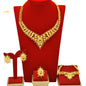 Dubai Luxurious Gold Color Jewelry Set Leaf Necklaces For Women Bride Earrings Rings Indian Nigerian Wedding Jewelery Set Gifts