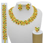GDJWRI Africa Luxury Charm Necklace Jewellery Women for Lady Indian Bridal Nigeria 24k Gold Plated Jewelry Set Party Gifts