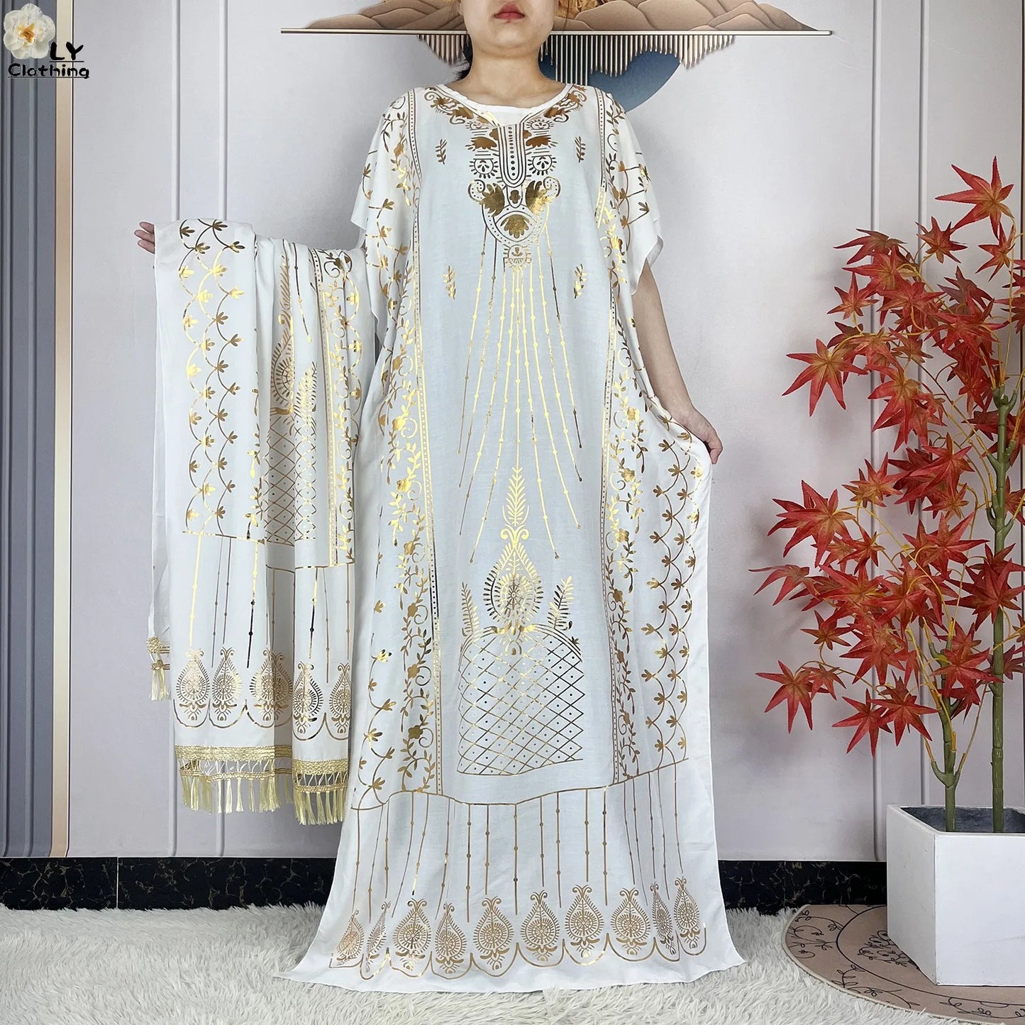 New Summer Abaya For Women Casual Short Sleeve Soft Cotton Dress Dubai Kaftan Loose Lady Maxi Islam African Dress With Big Scarf