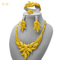 XUHUANG Luxury Crystal Gold Color Necklace Sets For Women Wedding Dubai African Jewelry Set Indian Jewellery Anniversary Gifts