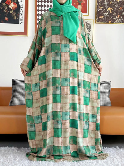 Latest Muslim Cotton Abayas for Women Ramadan Prayer Garment Dubai Turkey Middle East Femme Robe Loose African Dress Turban Join