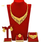 Dubai Luxurious Gold Color Jewelry Set Leaf Necklaces For Women Bride Earrings Rings Indian Nigerian Wedding Jewelery Set Gifts