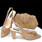 Venus Chan Elegant Pointed-Toe Heeled Sandals Shoes 2024 Woman High Heels Rhinestone New Italian Shoes and Bag for Party
