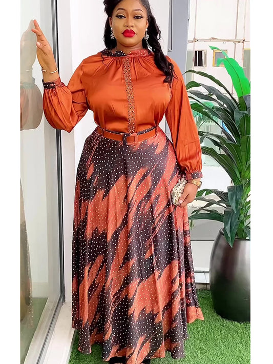 African Clothes for Women 2 PCS Sets Tops And Skirts Suits Dashiki Ankara Turkey Outfit Robe Plus Size Wedding Party Dresses