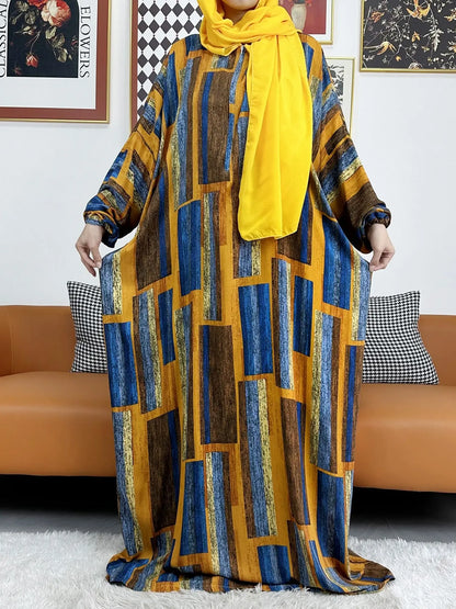 2025 Muslim Rayon Abayas For Women Ramadan Prayer Dubai Turkey Middle East Femme Robe Floral Loose African Dress Turban Joint