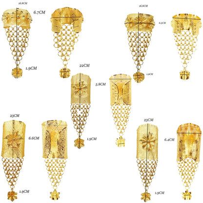 Dubai Gold Color Bangles With Ring For Women Indian Bracelet Jewelery Arabic Wedding Party Banquet integrated bracelet and ring
