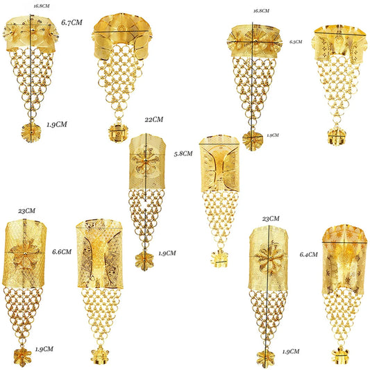 Dubai Gold Color Bangles With Ring For Women Indian Bracelet Jewelery Arabic Wedding Party Banquet integrated bracelet and ring