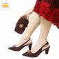2024 New Arrivals Italian Ladies Shoes and bag Set High Quality Orange Color Pumps with Shinning Crystal for Wedding Party