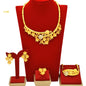 Dubai Luxurious Gold Color Jewelry Set Leaf Necklaces For Women Bride Earrings Rings Indian Nigerian Wedding Jewelery Set Gifts