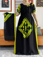 2023 New African Dashiki Cotton Floral Dress Printed Short Sleeve Collect Waist Straight Loose African Women Dress with Scarf