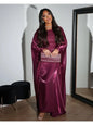 Rose Muslim Kaftan Dress Shiny Batwing Satin Maxi Abaya Dubai Luxury 2025 Abaya For Women Islam Caftan Marocain Femme Long Robes