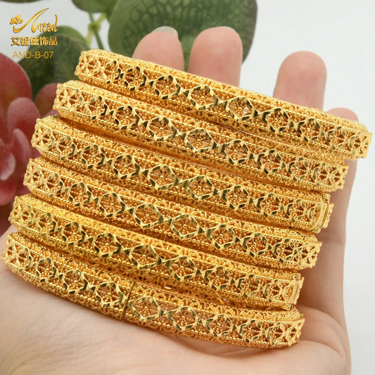 Dubai Bangles For Women Middle East Gold Color Bangle Ethiopian Saudi Arab Bracelet Wedding Bride Jewelery African Birthday Gift