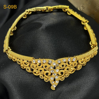 XUHUANG Luxury Crystal Gold Color Necklace Sets For Women Wedding Dubai African Jewelry Set Indian Jewellery Anniversary Gifts