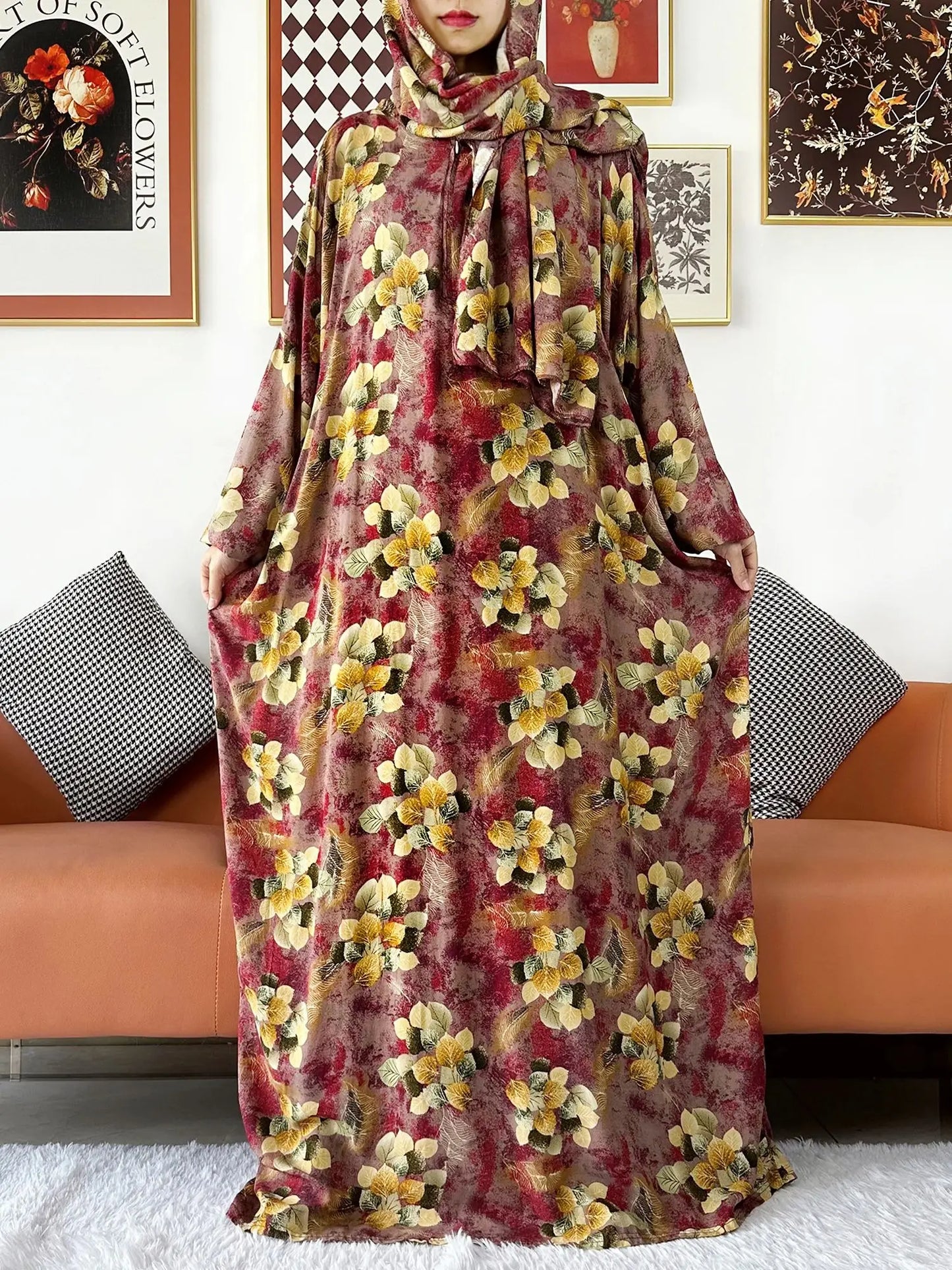 Latest Muslim Cotton Abayas for Women Ramadan Prayer Garment Dubai Turkey Middle East Femme Robe Loose African Dress Turban Join