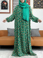 2025 Muslim Rayon Abayas For Women Ramadan Prayer Dubai Turkey Middle East Femme Robe Floral Loose African Dress Turban Joint