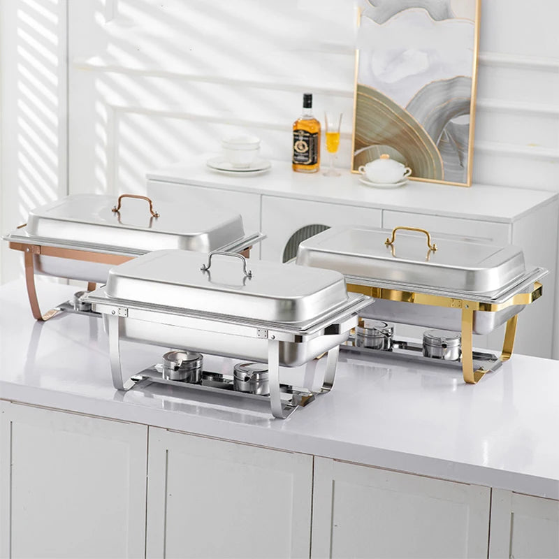 2PCS/4PCS/6PCS Multifunctional dining stove Stainless Steel Chafer with Full Size Pans Catering Buffet Set Food Warmer Server