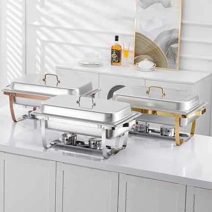 2PCS/4PCS/6PCS Multifunctional dining stove Stainless Steel Chafer with Full Size Pans Catering Buffet Set Food Warmer Server