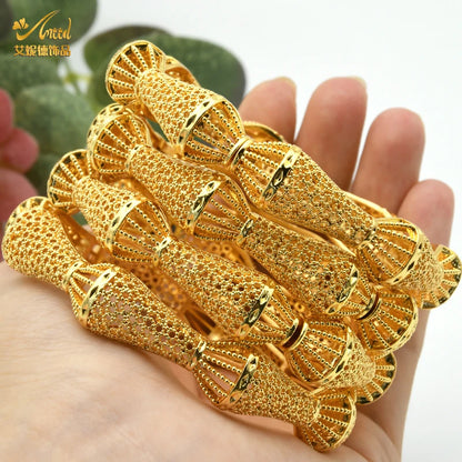 Dubai Bangles For Women Middle East Gold Color Bangle Ethiopian Saudi Arab Bracelet Wedding Bride Jewelery African Birthday Gift