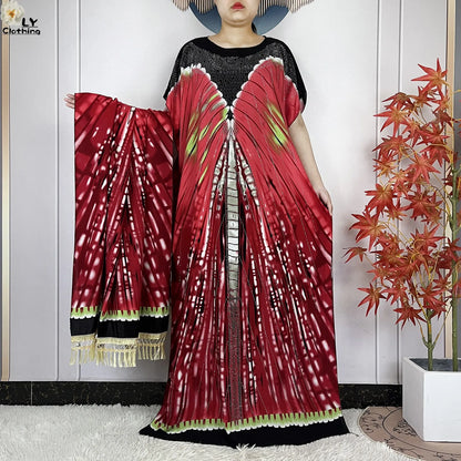 2024 Latest Muslim Sets Women Clothing Cotton Floral Loose Dashiki Long Dress African Abaya Dubai Traditional Islamic Clothing