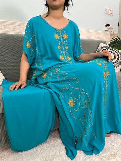 Muslim Traditional Appliques Abayas For Women Solid Color Maxi Femme Robe African Jalabiyat Ramadan Islam Dresses With Headscarf