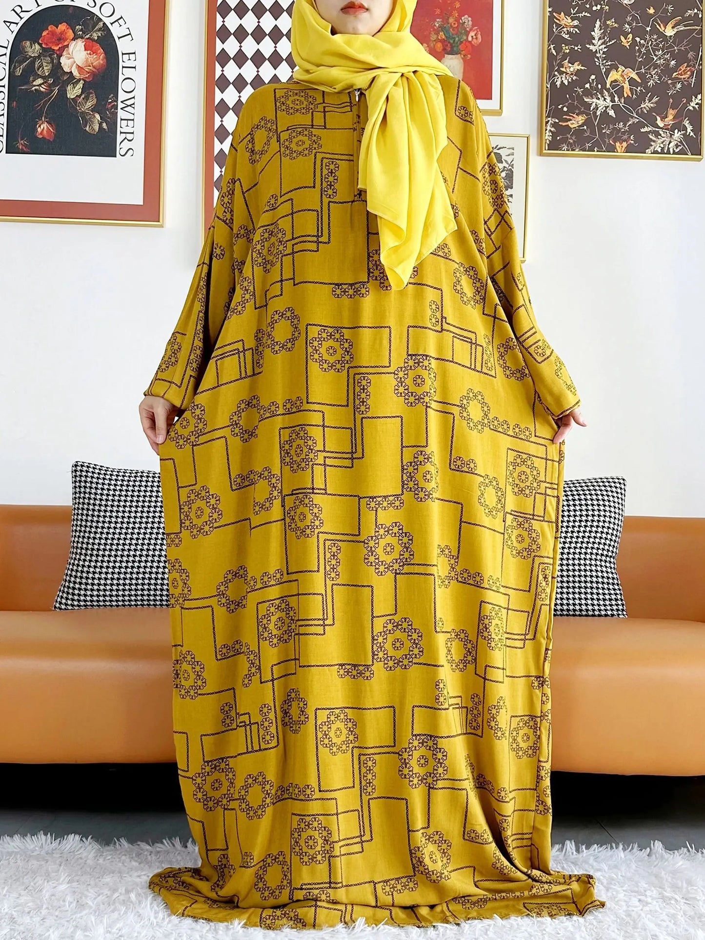 Latest Muslim Cotton Abayas for Women Ramadan Prayer Garment Dubai Turkey Middle East Femme Robe Loose African Dress Turban Join
