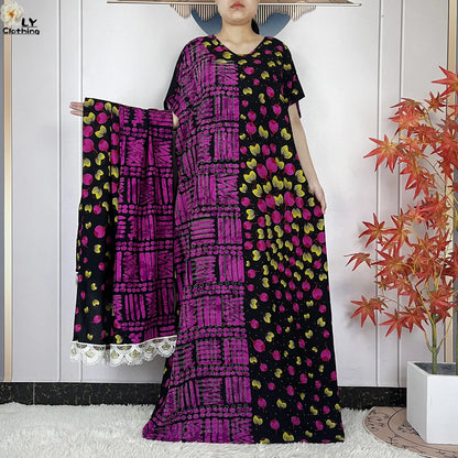 2024 Latest Muslim Sets Women Clothing Cotton Floral Loose Dashiki Long Dress African Abaya Dubai Traditional Islamic Clothing