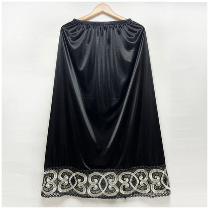 2025 Latest Comfort Women's Relaxed Long Skirt Lace Knee Length Elastic High Waist Flared Pleated Swing Skirt Cool Summer Dress