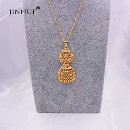 gold color wedding jewelry sets for women African/indian bridal party gifts necklace pendant earrings jewelery jewellery set