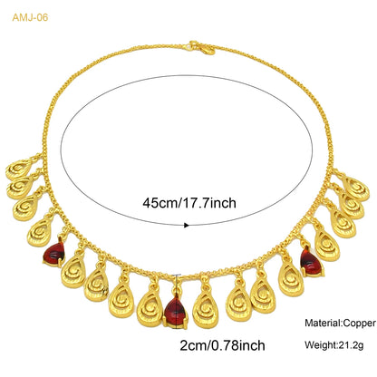 ANIID Dubai 24K Gold Plated Tassel Necklace For Women Bride Crystal Jewellery Italian Wedding African Party Gifts Wholesale
