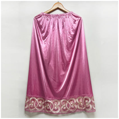 2025 Latest Comfort Women's Relaxed Long Skirt Lace Knee Length Elastic High Waist Flared Pleated Swing Skirt Cool Summer Dress