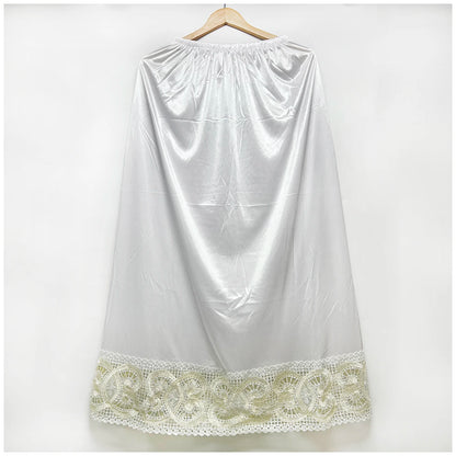 2025 Latest Comfort Women's Relaxed Long Skirt Lace Knee Length Elastic High Waist Flared Pleated Swing Skirt Cool Summer Dress