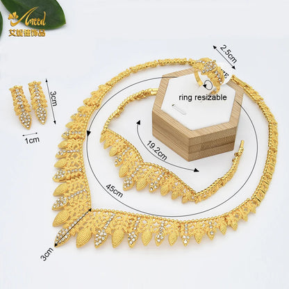 Jewelery Set 24K Gold Plated Set For Woman Bijoux Africaine Dubai Luxury Bridal Necklace Brand Earring And Neckalace Set