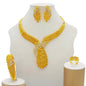 GDJWRI Africa Luxury Charm Necklace Jewellery Women for Lady Indian Bridal Nigeria 24k Gold Plated Jewelry Set Party Gifts