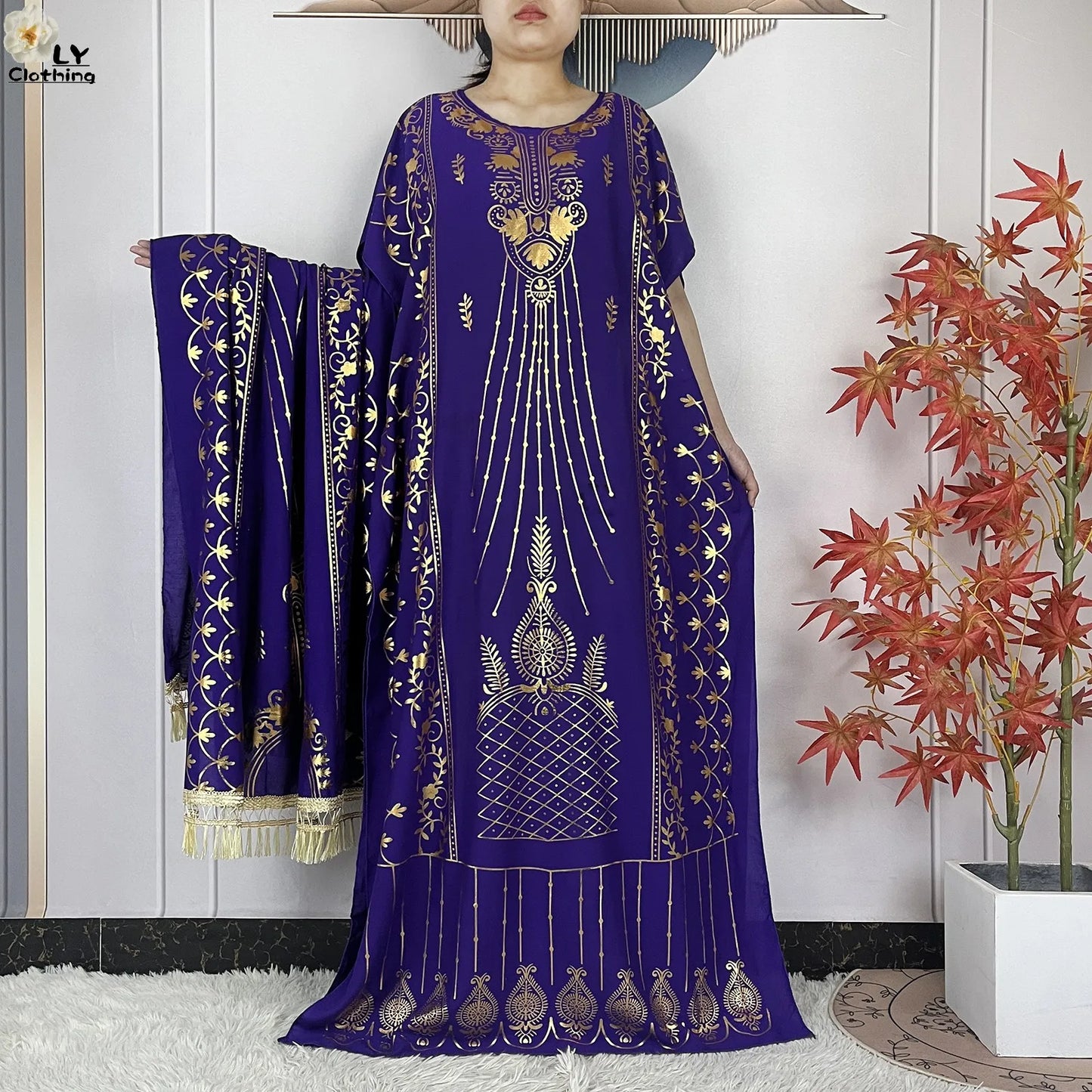 New Summer Abaya For Women Casual Short Sleeve Soft Cotton Dress Dubai Kaftan Loose Lady Maxi Islam African Dress With Big Scarf