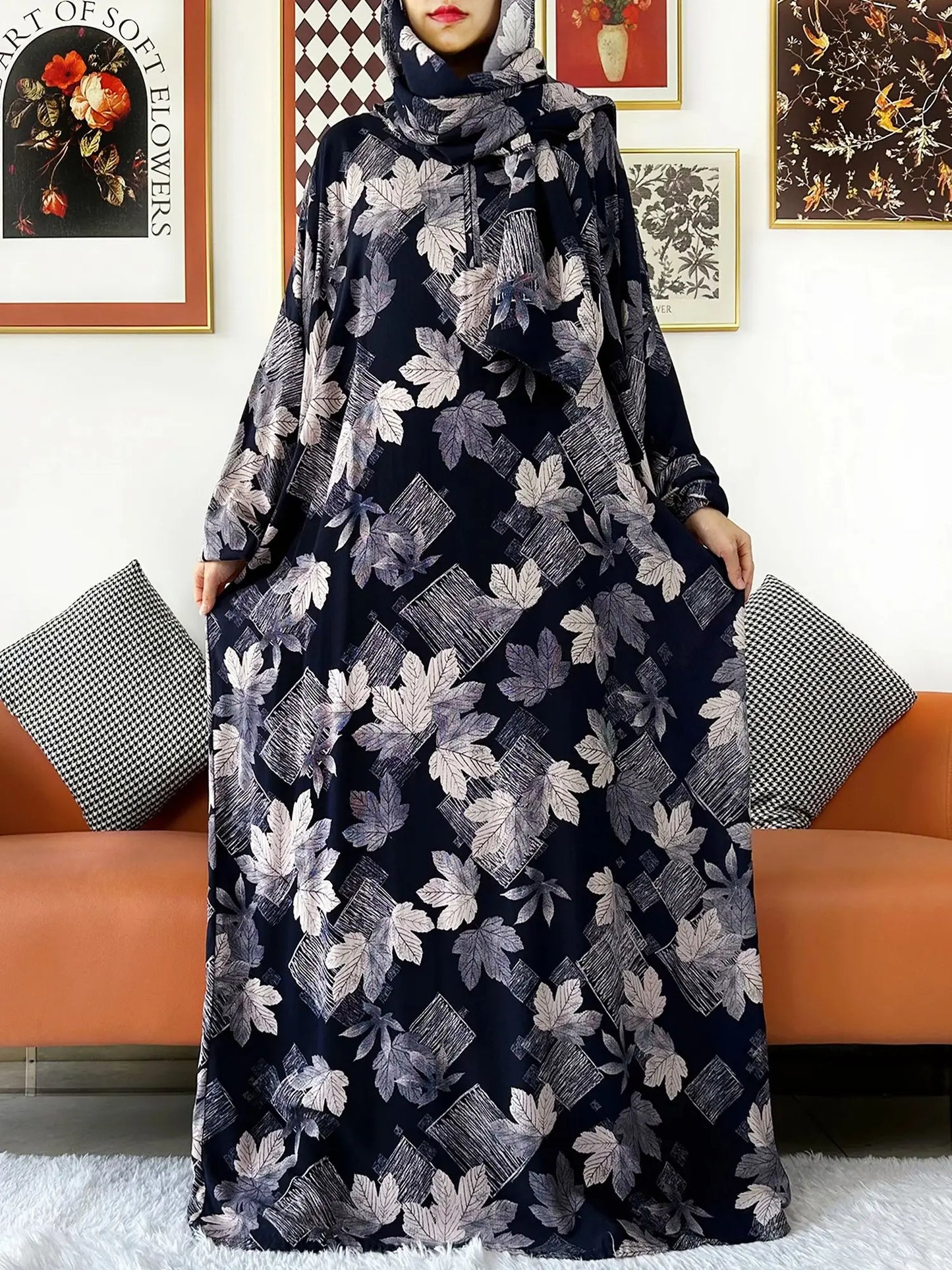 Latest Muslim Cotton Abayas for Women Ramadan Prayer Garment Dubai Turkey Middle East Femme Robe Loose African Dress Turban Join