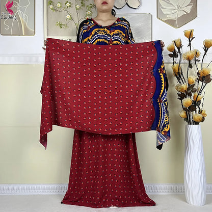 New African Women Dashiki Cotton Dress Fashion Printing Collect Waist Summer Short Sleeve Islam Boubou Maxi Woman Abaya Clothing