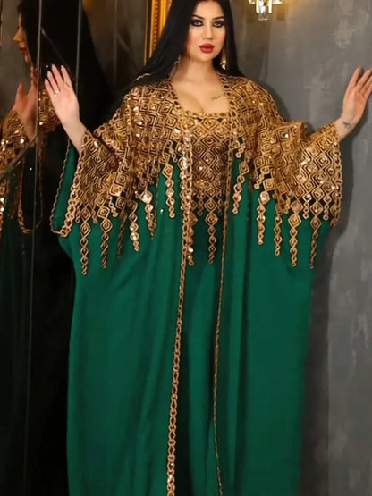 Eid 2 Piece Set with Inner Dress Party Abaya Women Ramadan Cardigan Long Dress Suits Kaftan Vestidos Largos Robe Jalabiya 2024