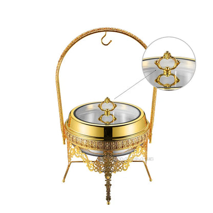 9L Gold Hanging Hinged Lid Chafing Dish Buffet Set For Catering Pour Buffet Stainless Steel Food Warmer Luxury Chafing Dishes