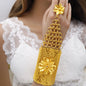 Dubai Gold Color Bangles With Ring For Women Indian Bracelet Jewelery Arabic Wedding Party Banquet integrated bracelet and ring
