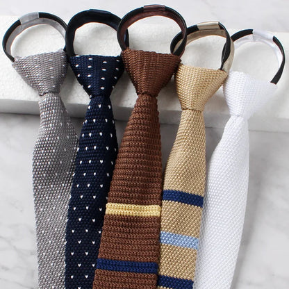Wedding Ties For Man Fashion Black Neckties White Dress Shirts Collar Ties Gifts Zipper Knitting tie For Men Clothes Accessories