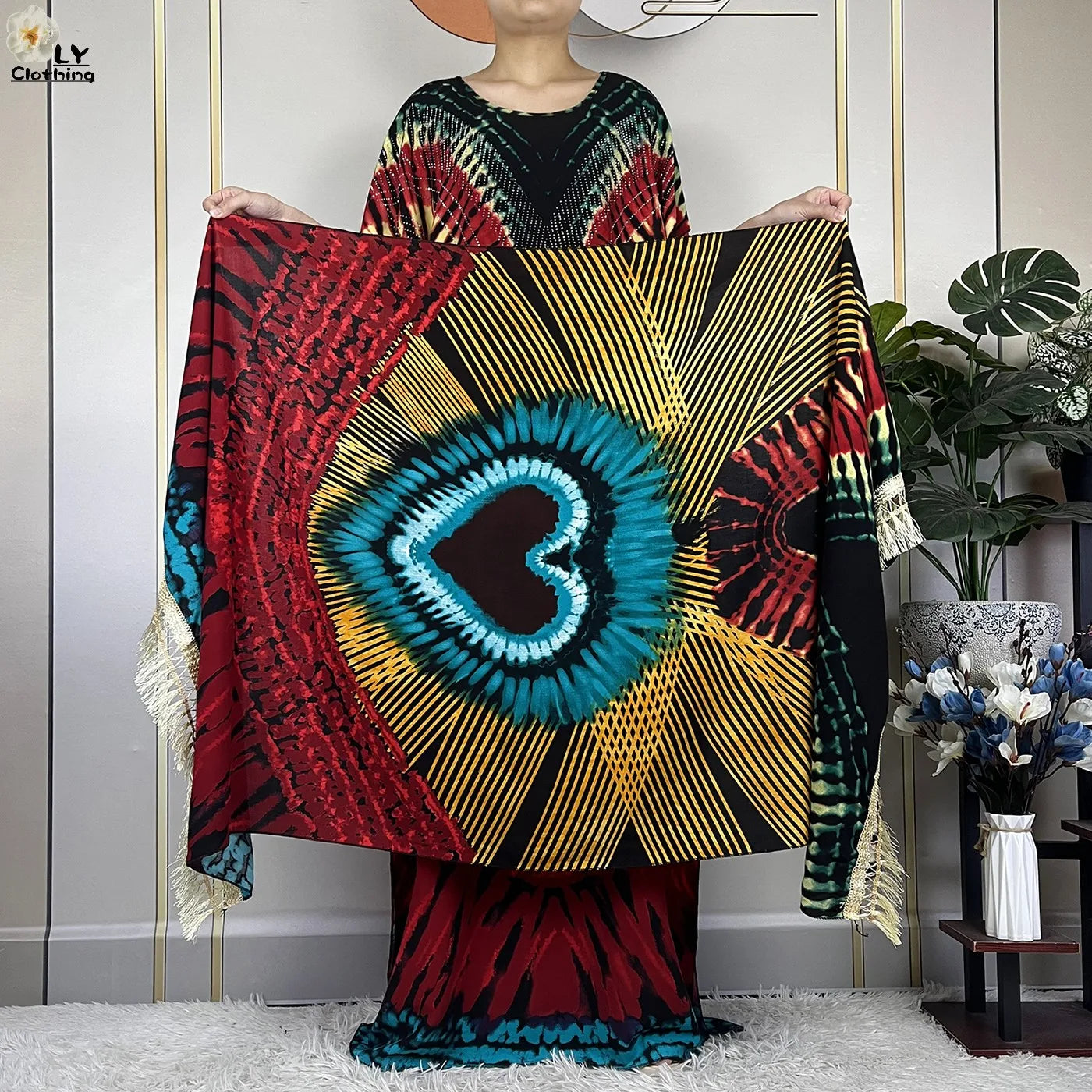 2024New Muslim Abaya Cotton Dress Women Loose African Dashiki Maxi Printing Diamonds Femme Robe Dubai Islam Dress With Big Scarf