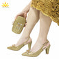 2024 New Arrivals Italian Ladies Shoes and bag Set High Quality Orange Color Pumps with Shinning Crystal for Wedding Party